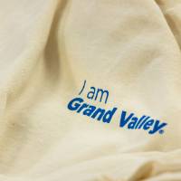 I am Grand Valley shirt on display